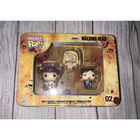 Funko The Walking Dead Pocket Pop! Mini Vinyl Figure Tin 02 (3-Pack) Vaulted NEW - Picture 3 of 3